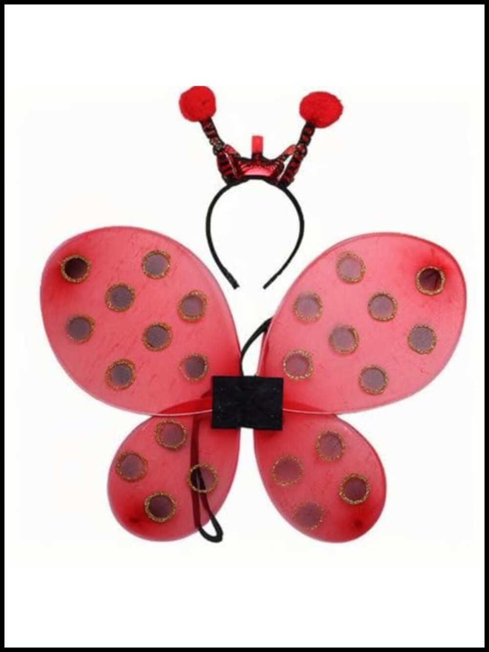 Kids Ladybug Wings Costume Set Headband Halloween Pretend Play